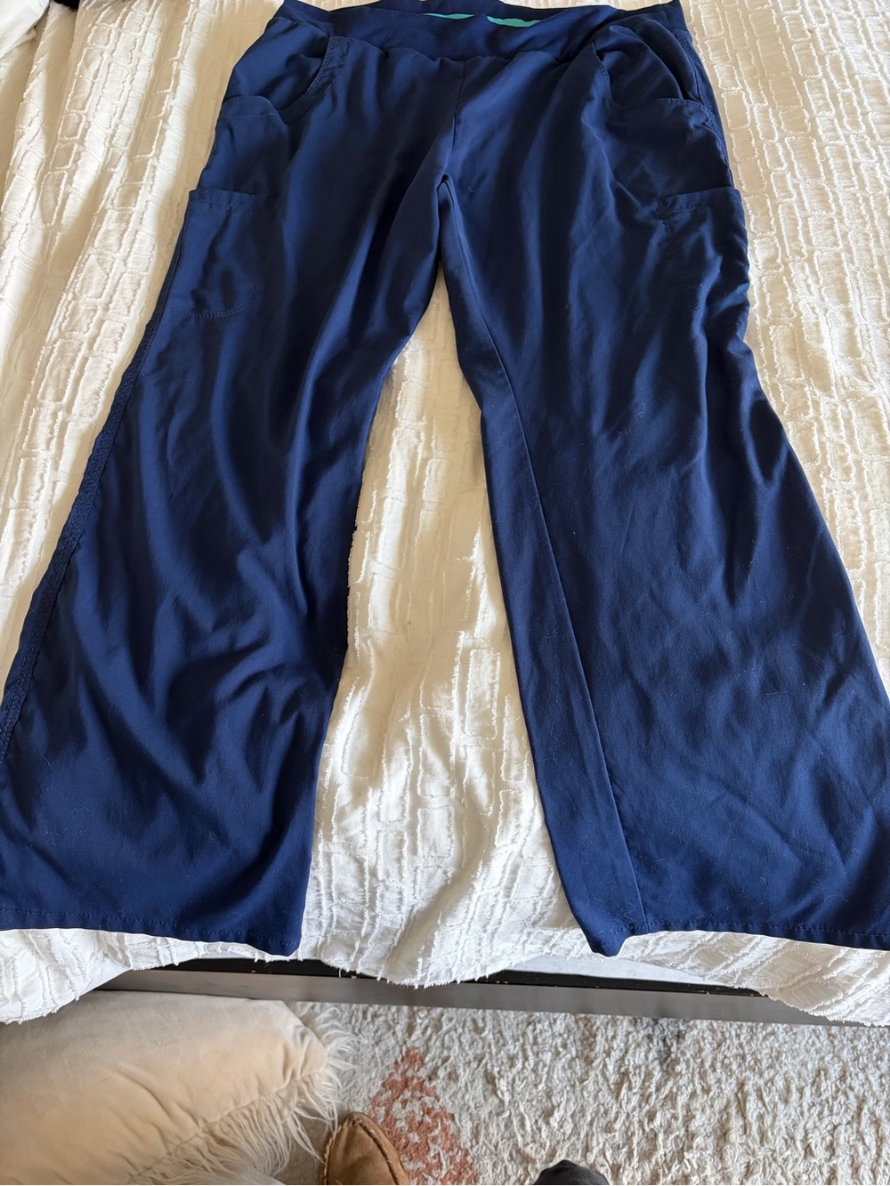 koi Navy Wide-Leg Pull-On Scrub Pants